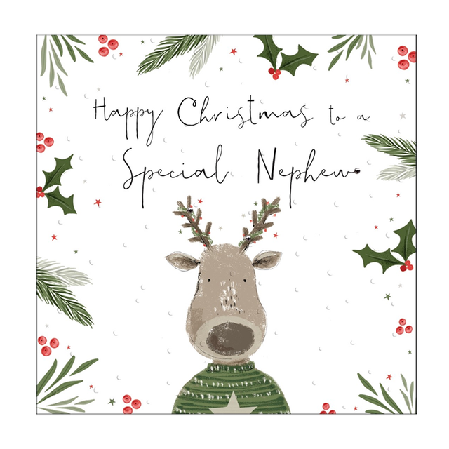 Special Nephew Reindeer Christmas Card - Handcrafted Card Co