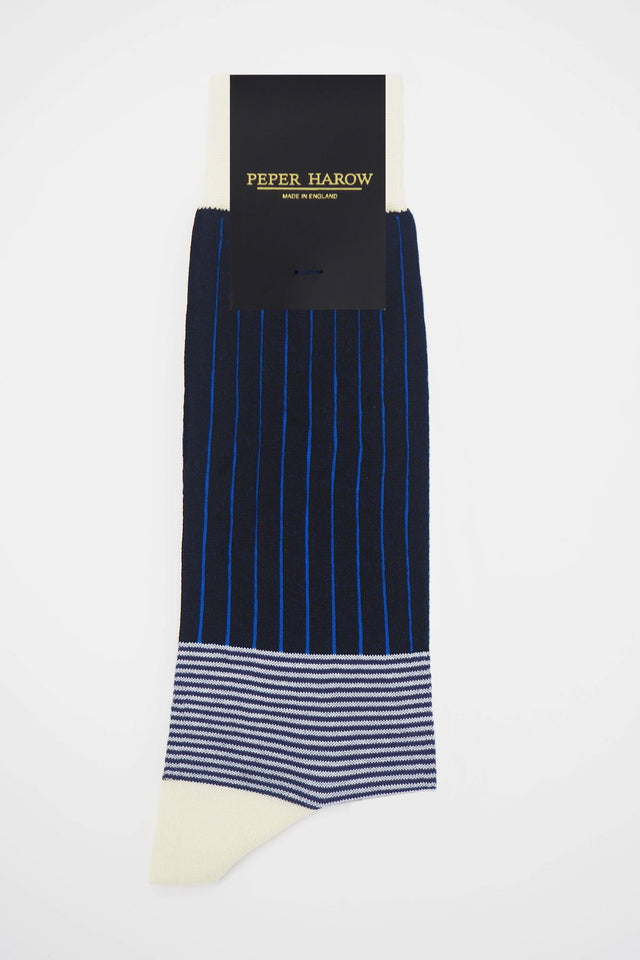 Oxford Stripe Men's Socks - Black - Peper Harow