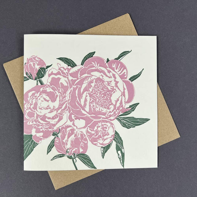 Peony Letterpress Card - Penguin Ink
