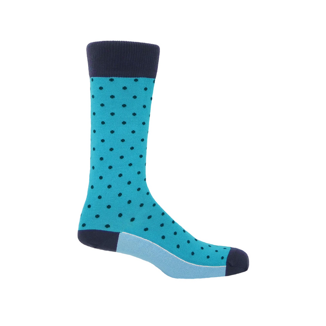 Pin Polka Men's Socks - Azure - Peper Harow