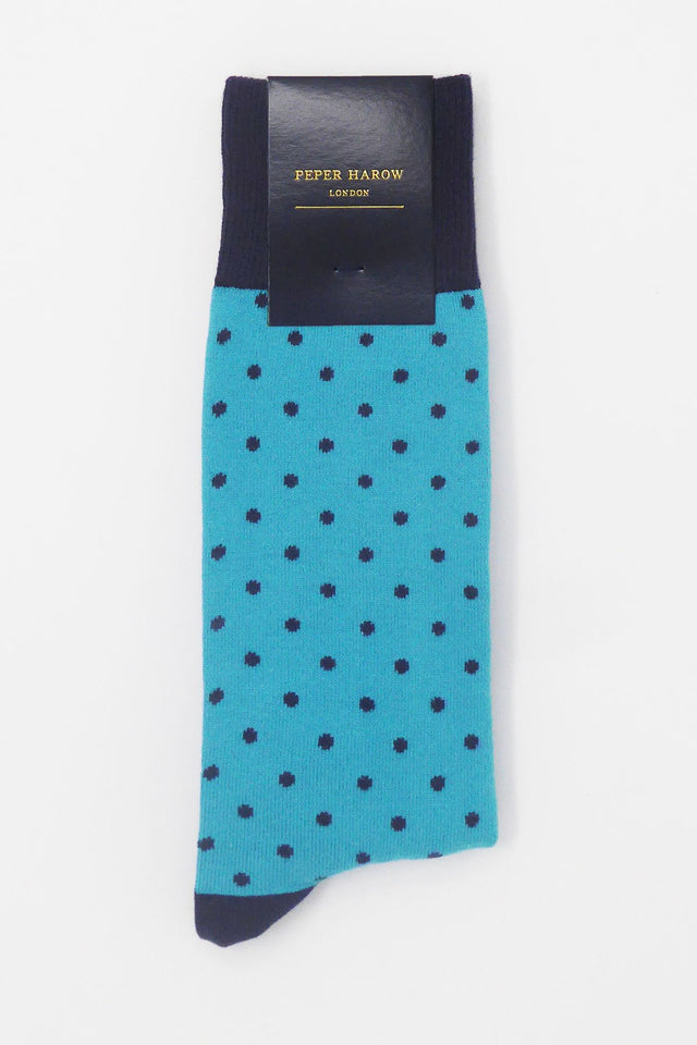 Pin Polka Men's Socks - Azure - Peper Harow