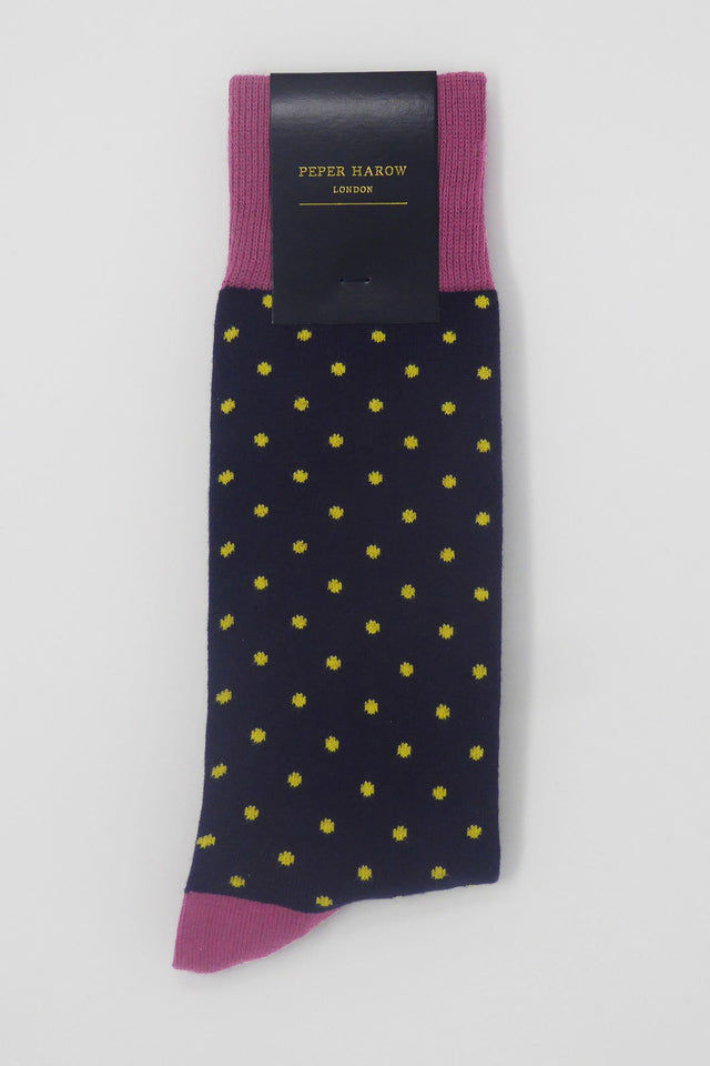 Pin Polka Men's Socks - Midnight - Peper Harow