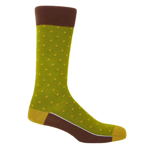 Pin Polka Men's Socks - Olive - Peper Harow