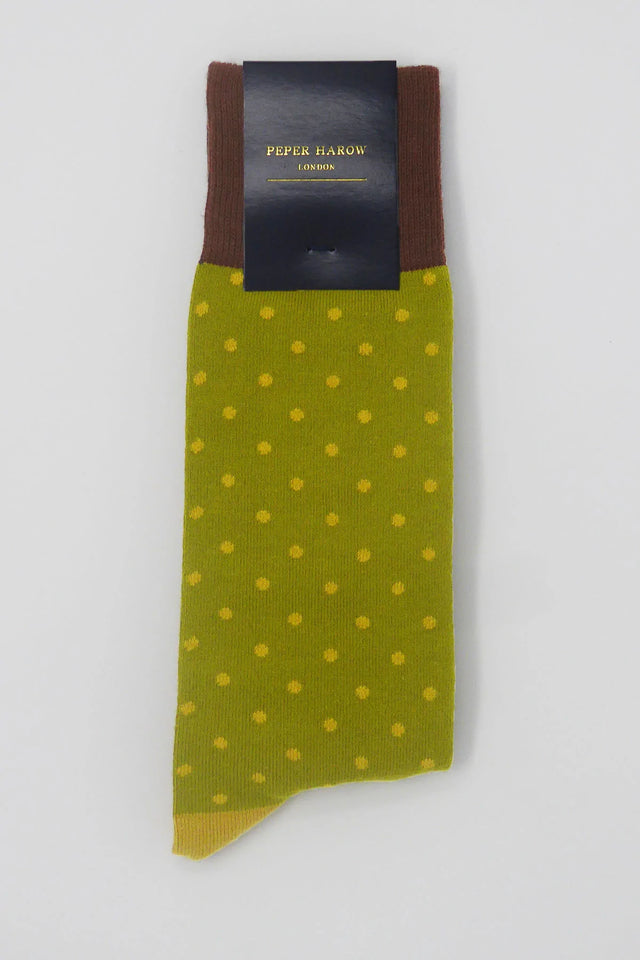 Pin Polka Men's Socks - Olive - Peper Harow