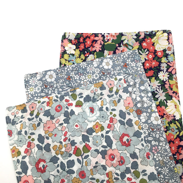 Liberty Print Cotton Hankies: Shades of Grey - Lime Tree Design