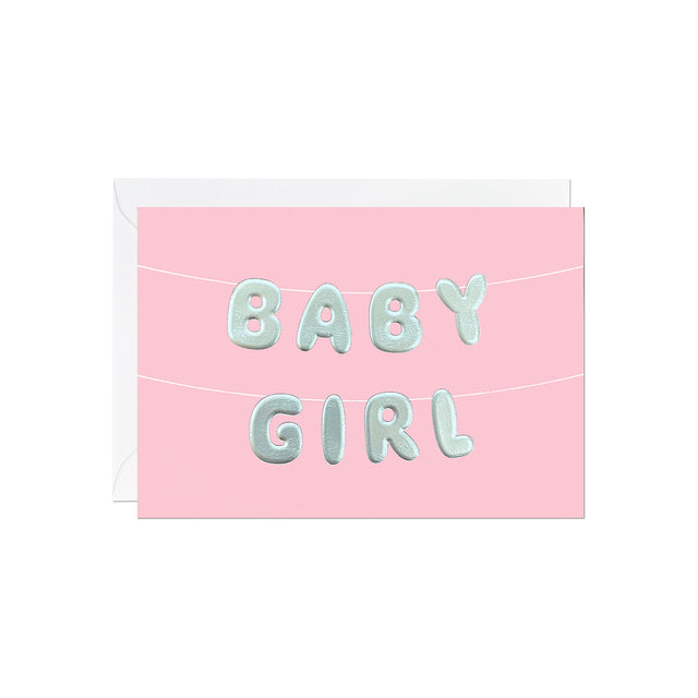 Baby Girl Balloon Bunting Card - Ricicle