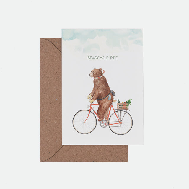 Bearcycle Illustrated Greeting Card - Mister Peebles