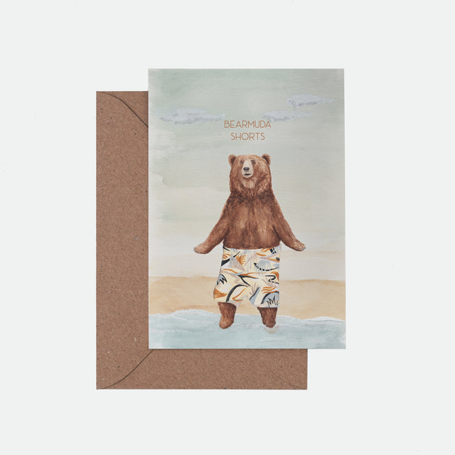 Bearmuda Shorts Illustrated Greeting Card - Mister Peebles