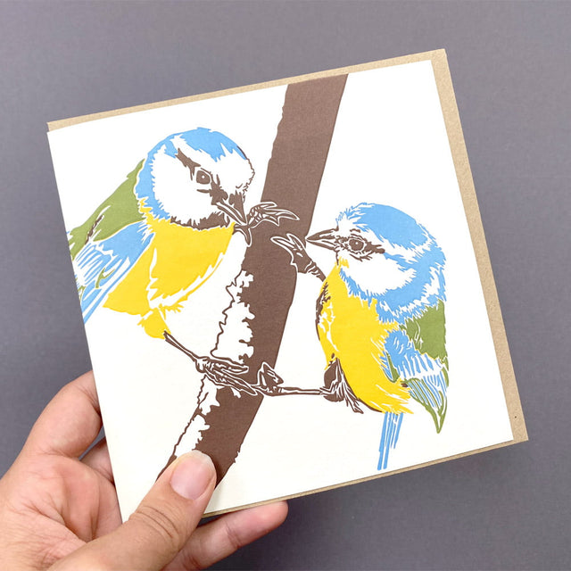 Blue Tit Letterpress Card - Penguin Ink