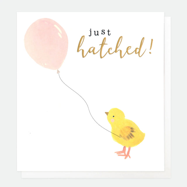 Just Hatched Chick and Pink Balloon Card - Caroline Gardner