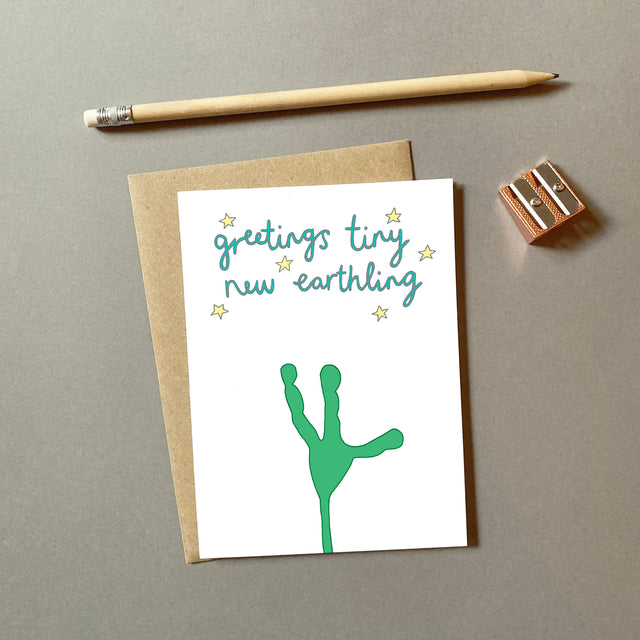Greetings Tiny New Earthling Card - You've Got Pen On Your Face