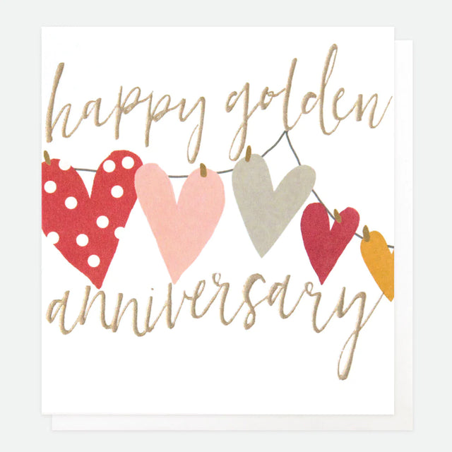 Golden Hearts Anniversary Card - Caroline Gardner