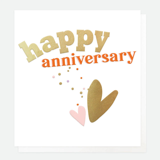 Gold Heart Anniversary Card - Caroline Gardner