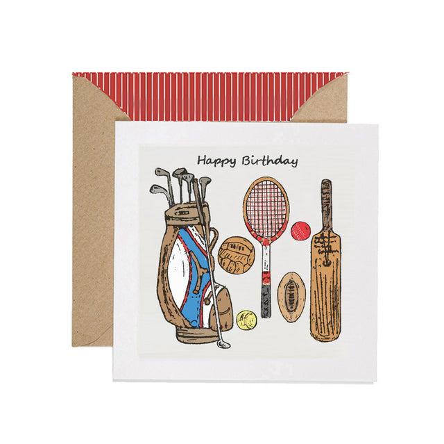 Vintage Sports Happy Birthday Card - Apple & Clover