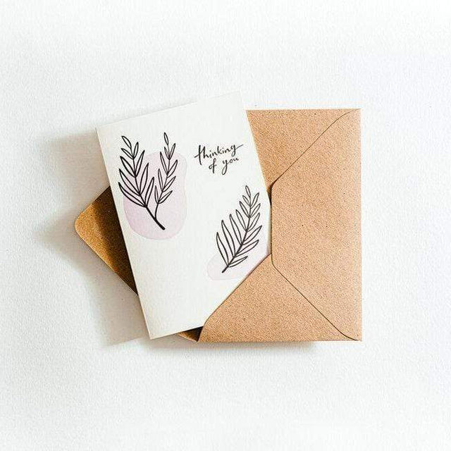 Thinking of You Pink Foliage Card - Hunter Paper Co