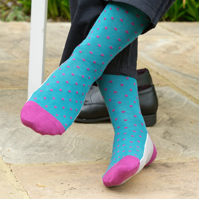 Pin Polka Men's Socks - Teal - Peper Harow