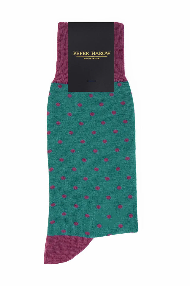 Pin Polka Men's Socks - Teal - Peper Harow