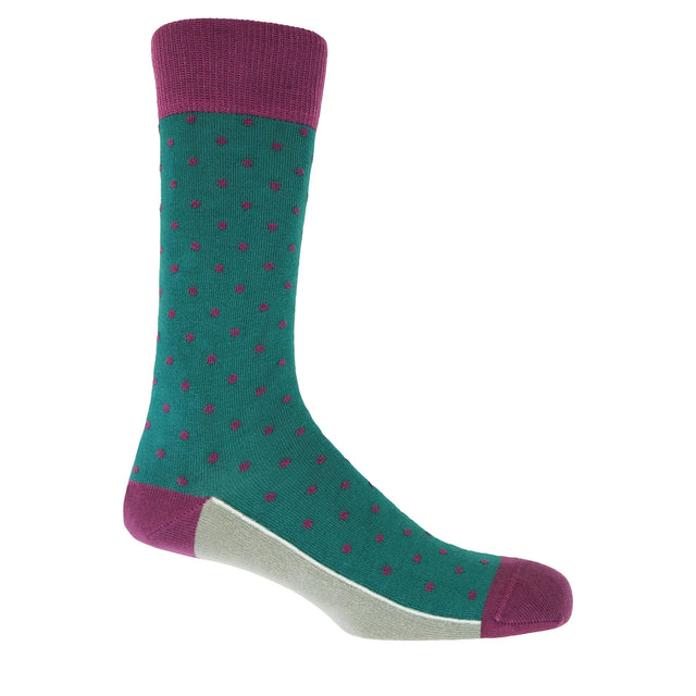 Pin Polka Men's Socks - Teal - Peper Harow