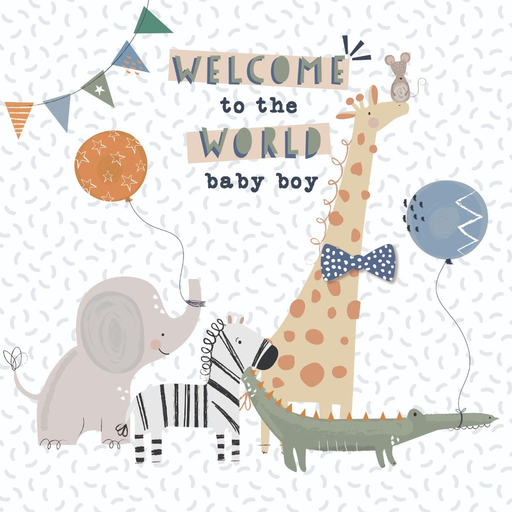 Welcome To The World Baby Boy Card Wild Adventures Handcrafted Card welcome-to-the-world-baby-boy-card-wild-adventures-handcrafted-card