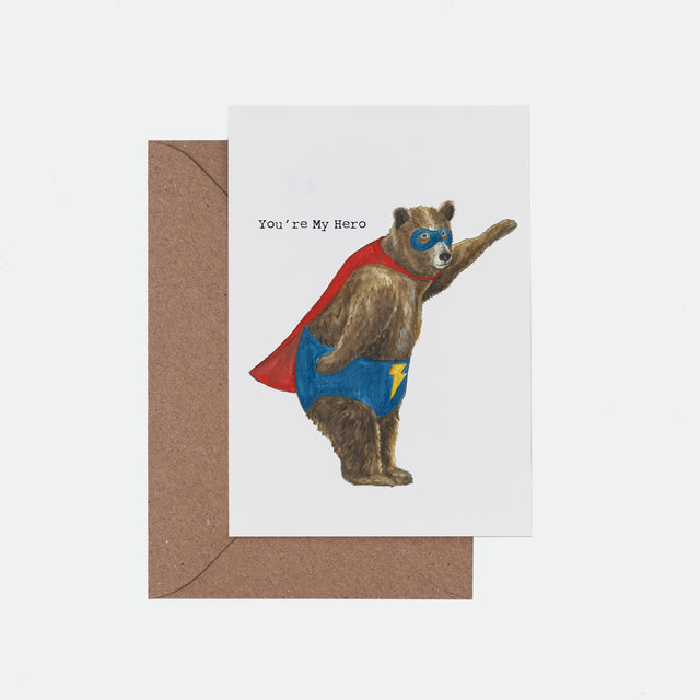 You're My Hero Illustrated Greeting Card - Mister Peebles