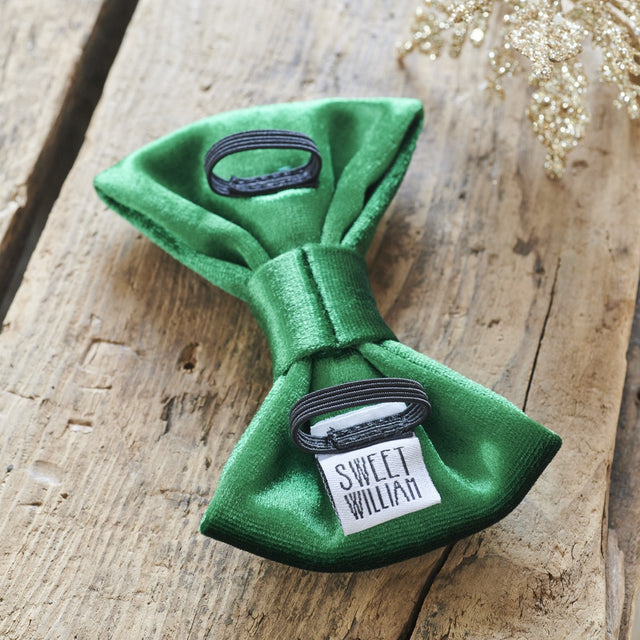 Velvet Bow Tie: Christmas Green