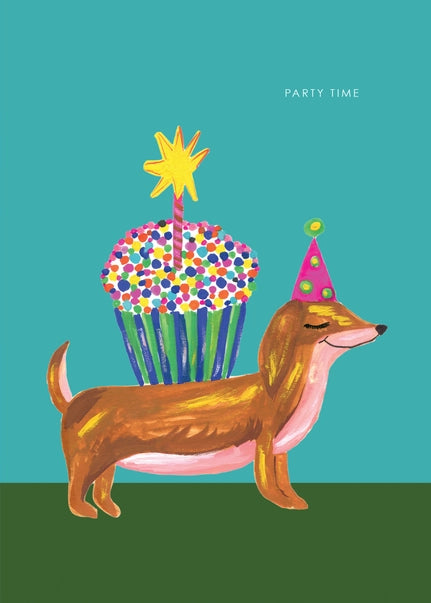 party-time-sausage-dog-and-cupcake-greeting-card-hutch-cassidy