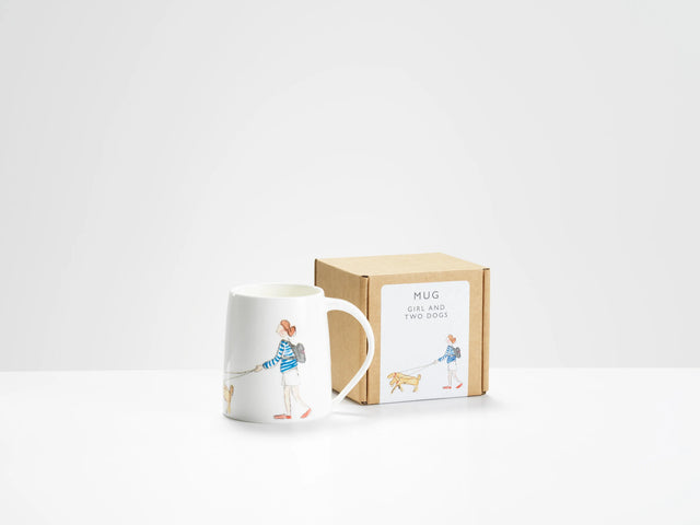 girl-and-two-dogs-mug-helen-beard