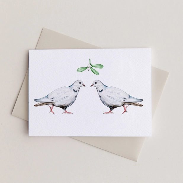 Mistletoe Doves Mini Watercolour