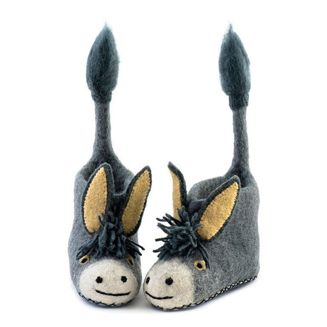 Darci Donkey Organic Felt Slippers:  2 - 3 Years