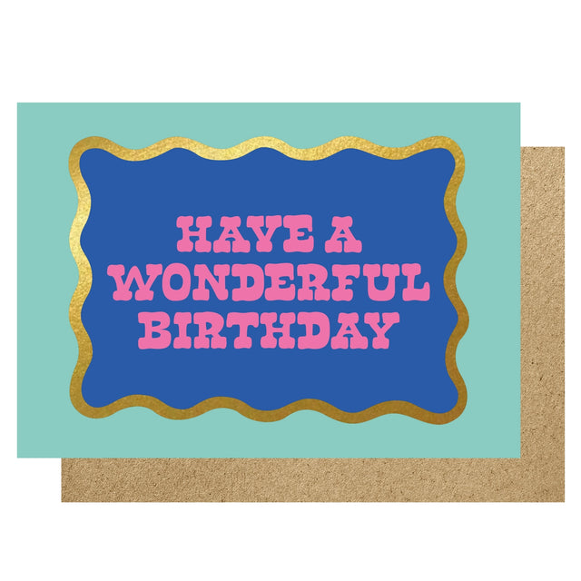 Greeting card with 'Have a Wonderful Birthday' text on a blue background