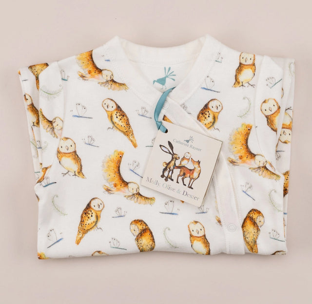 olive-owl-print-babygrow-6-12-months-catherine-rayner