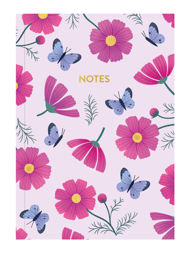 Pink Cosmos Floral A5 Lined Notebook