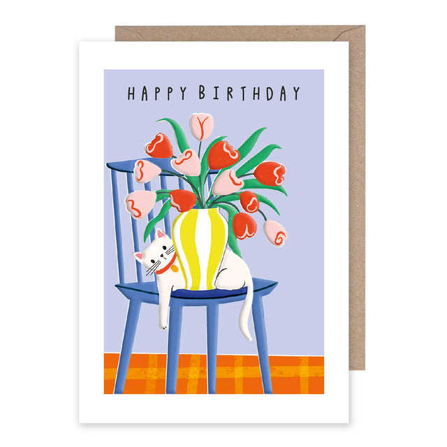 cat-and-vase-on-chair-citrus-greeting-card-rosanna-rossi