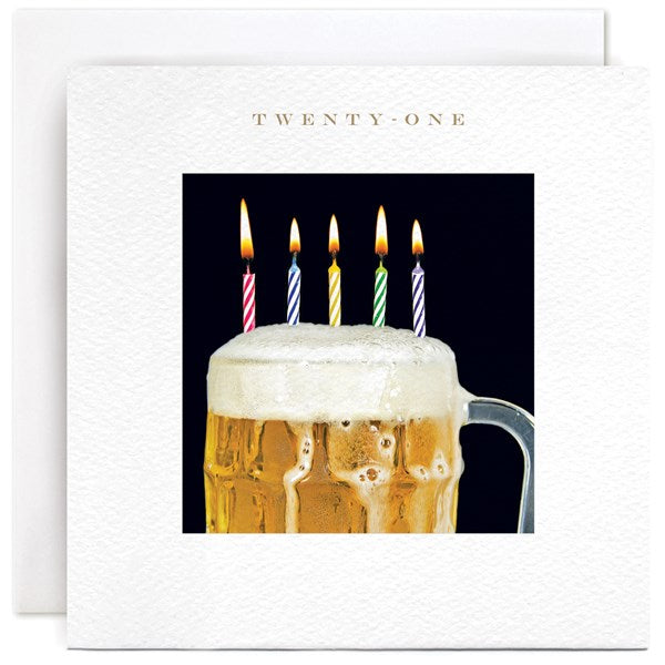 beer-with-candles-twenty-one-greeting-card-susan-ohanlon