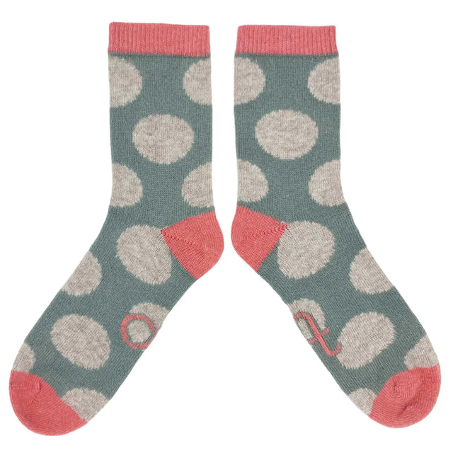womens-lambswool-socks-sage-oatmeal-spots-catherine-tough