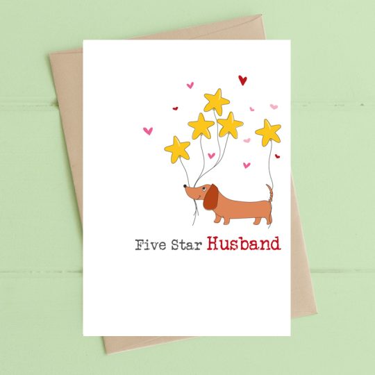 Five Star Husband Greeting Card - Dandelion Stationery