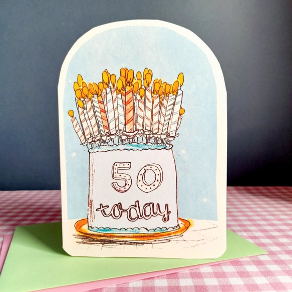 50-today-cake-and-candles-greeting-card-laura-skilbeck