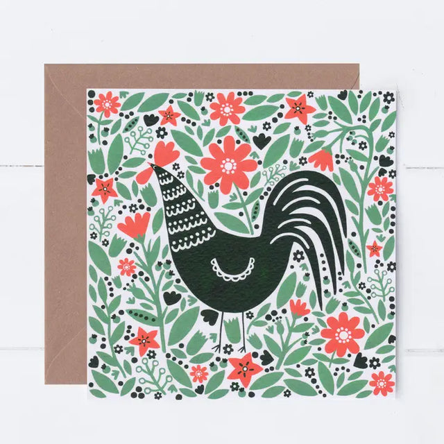 cockerel-in-field-of-green-greeting-card-sian-summerhayes