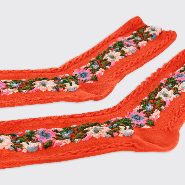 floral-garland-womens-socks-orange-millie-mae
