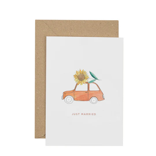 just-married-car-and-sunflower-grteeting-card-plewsy