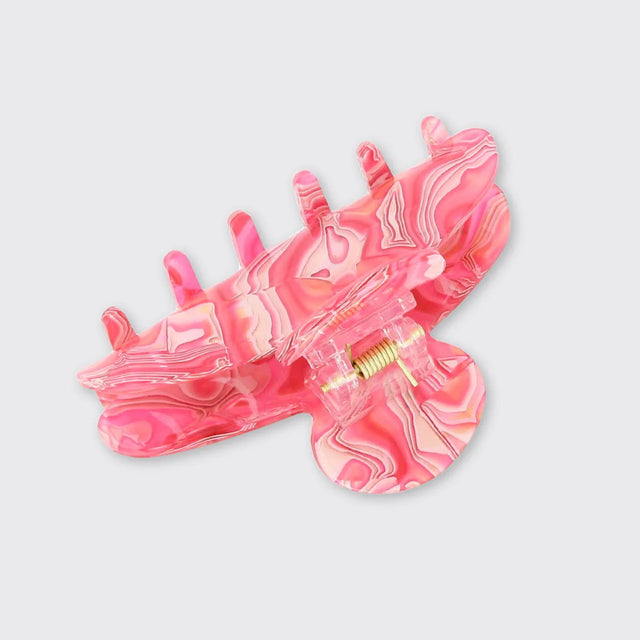 Marble Medium Claw Clip: Pink