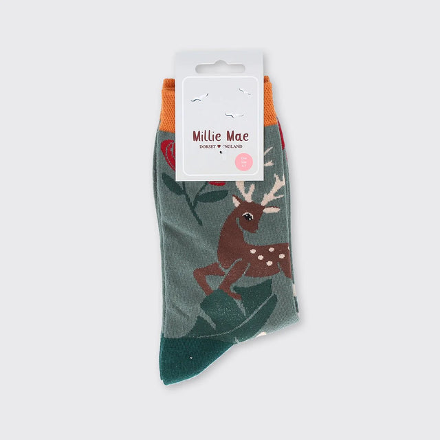 reindeer-womens-socks-green-millie-mae