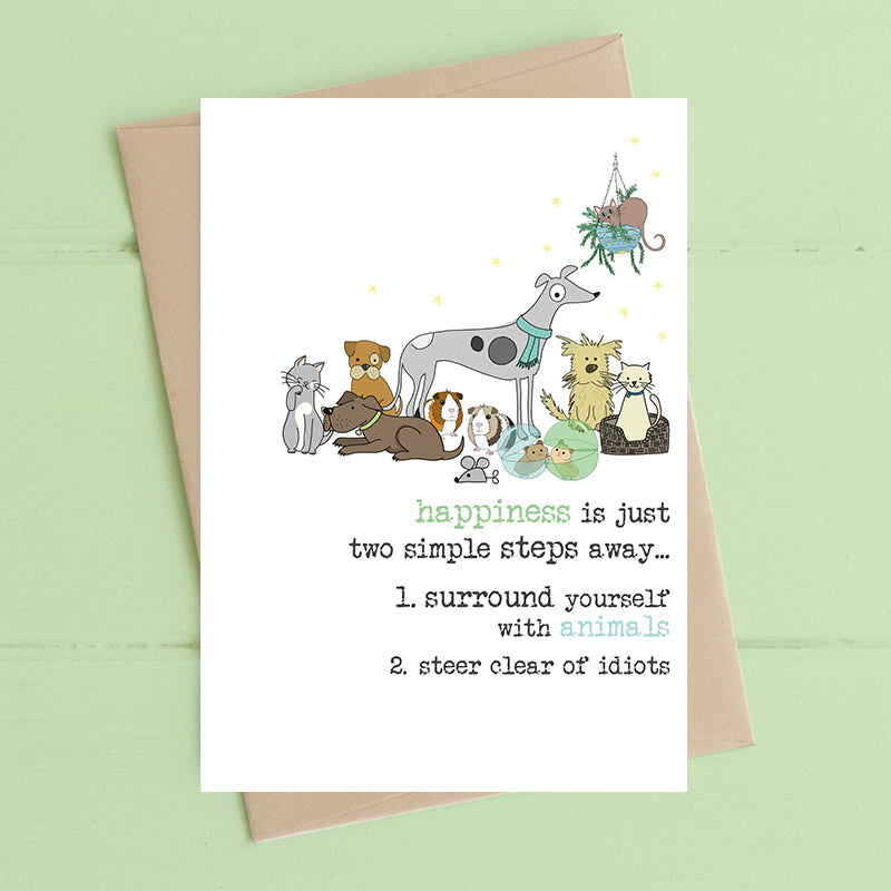 Happiness Is Just Two Simple Steps Greeting Card - Dandelion Stationery ...