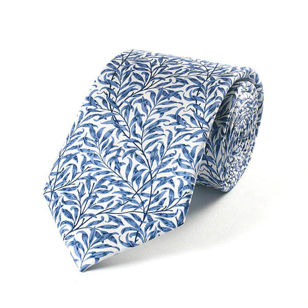 William Morris Willow Boughs Blue Silk Tie - Fox & Chave