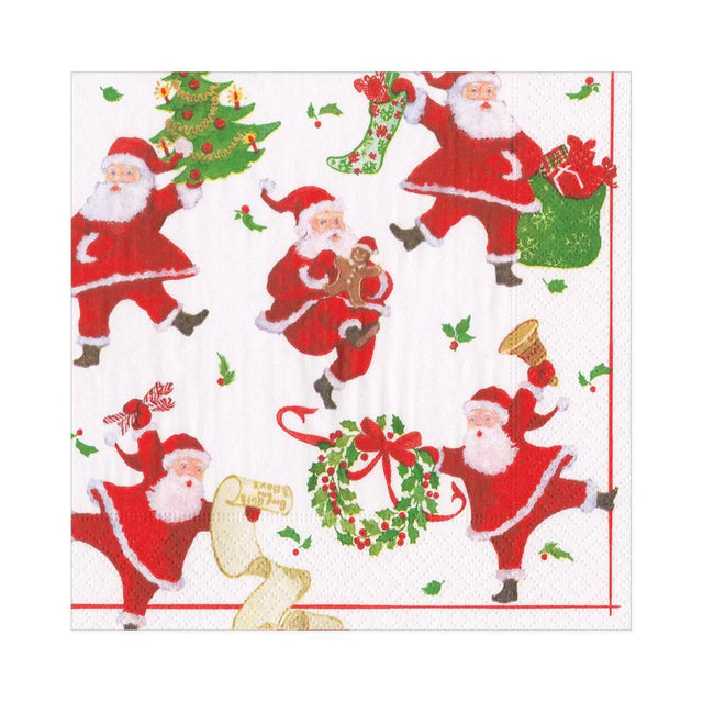 Dancing Santas Large Napkins - Caspari