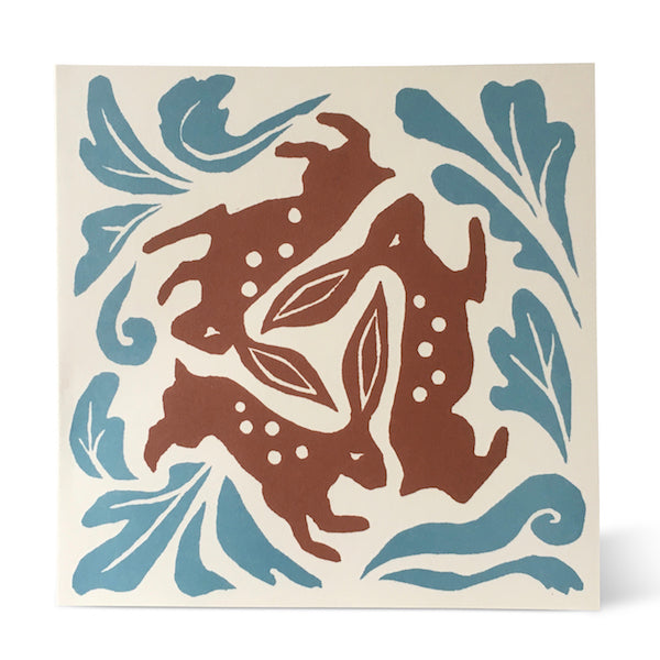 Three Hares Greeting Card - Cambridge Imprint