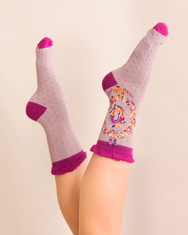 Bamboo Ladies Socks - Q - Powder Design