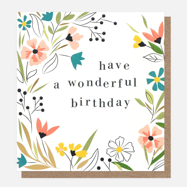 Floral Wonderful Birthday Card - Caroline Gardner