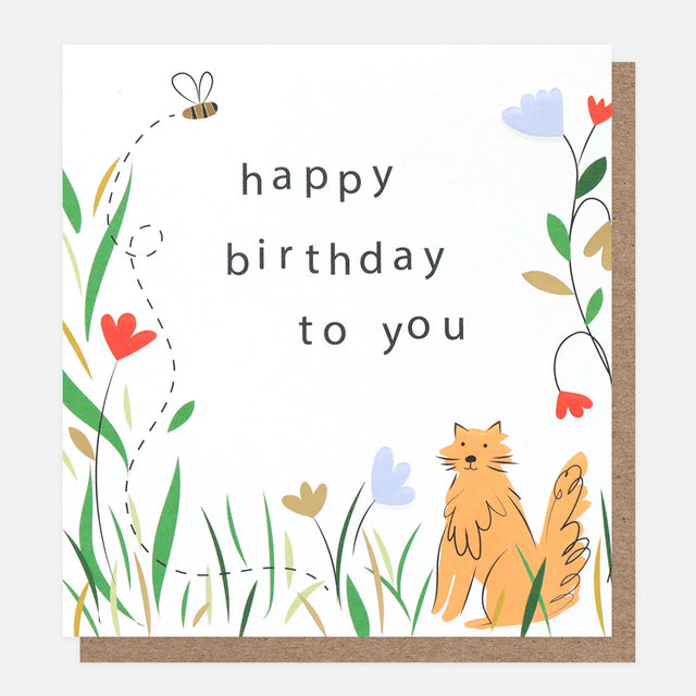Happy Birthday Ginger Cat Card - Caroline Gardner