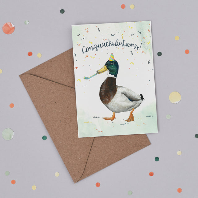 Conquackulations - Illustrated Congratulations Greeting Card - Mister Peebles